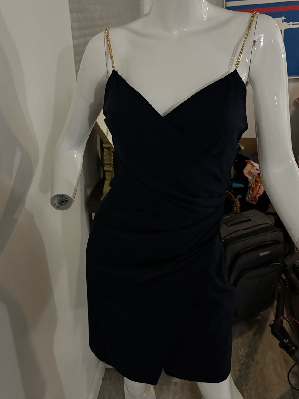 Women's Navy SexyDress with Gold Chain Straps